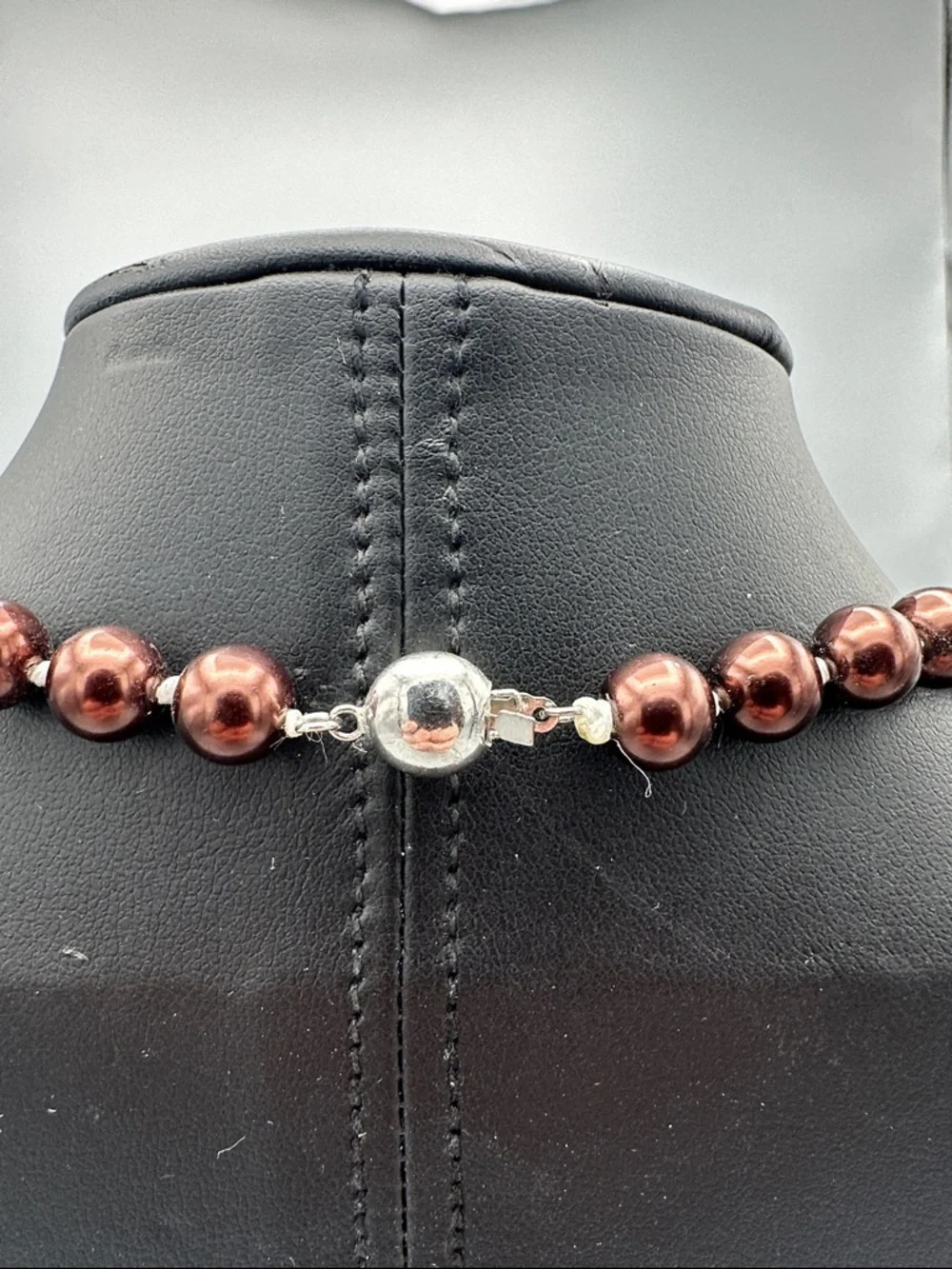 Pearl Accent Brown Beaded Necklace